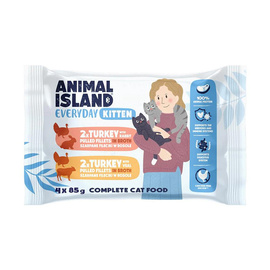 Animal Island karma dla kociąt indyk cielęcina i  indyk królik 4 x 85 g 