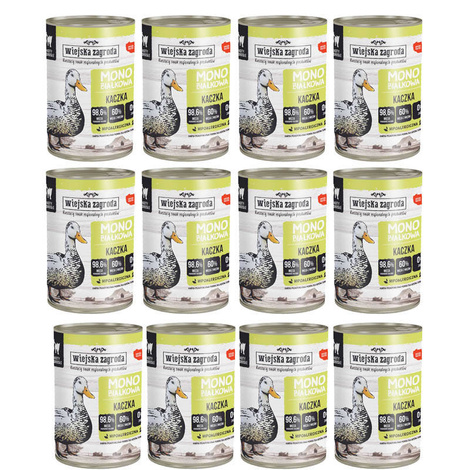 Wiejska Zagroda mokra karma monobiałkowa dla kota kaczka zestaw 12 x 400 g
