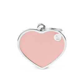 Zawieszka Adresówka Identyfikator z grawerem dla psa i kota różowe serce z obramówką L