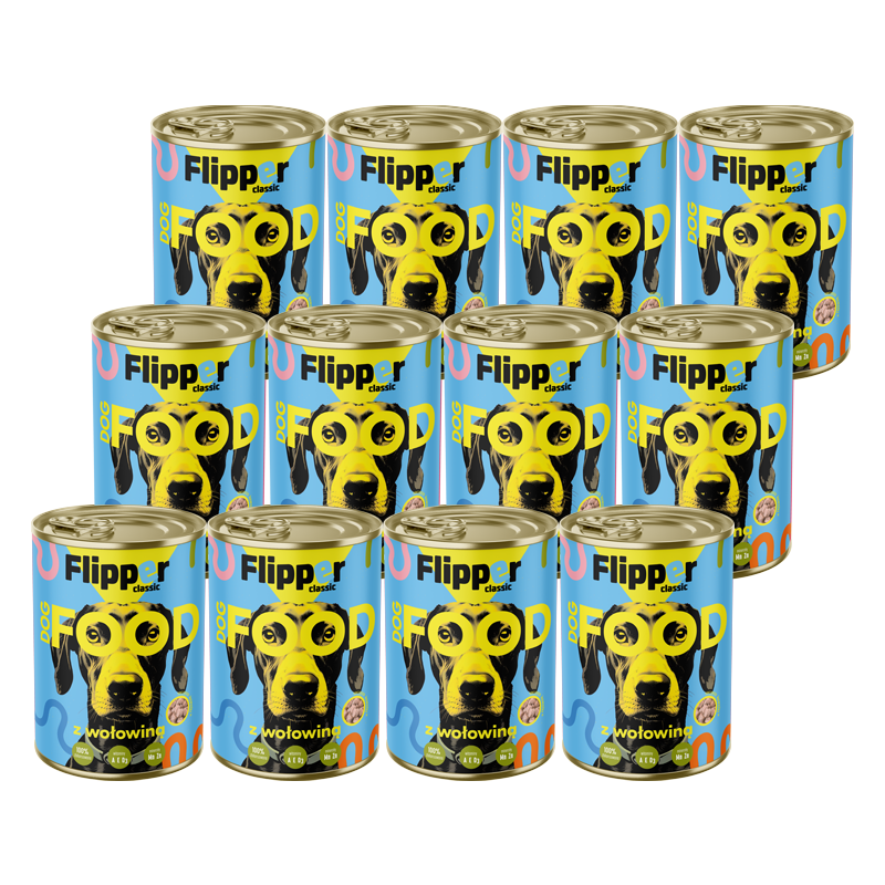 Flipper Karma mokra dla psa z wołowiną zestaw 12 x 1240 g