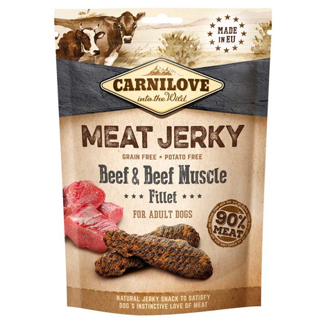 Carnilove Jerky Beef&Beef Muscle fillet Przysmak mięsny dla psa z wołowiną 100 g
