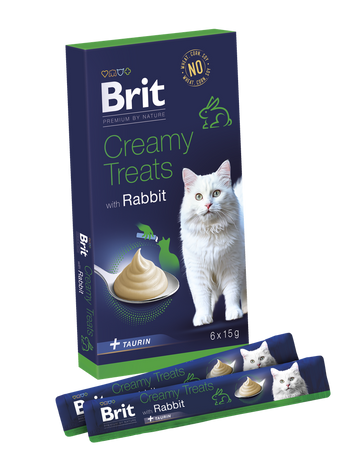 Brit Cat Creamy Treats Karma mokra przysmak dla kota z królikiem 6 x 15 g