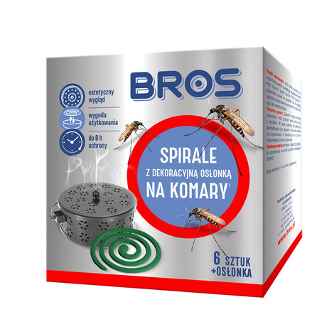 Bros Spirale na komary z dekoracyjną osłonką stalową 6 szt.