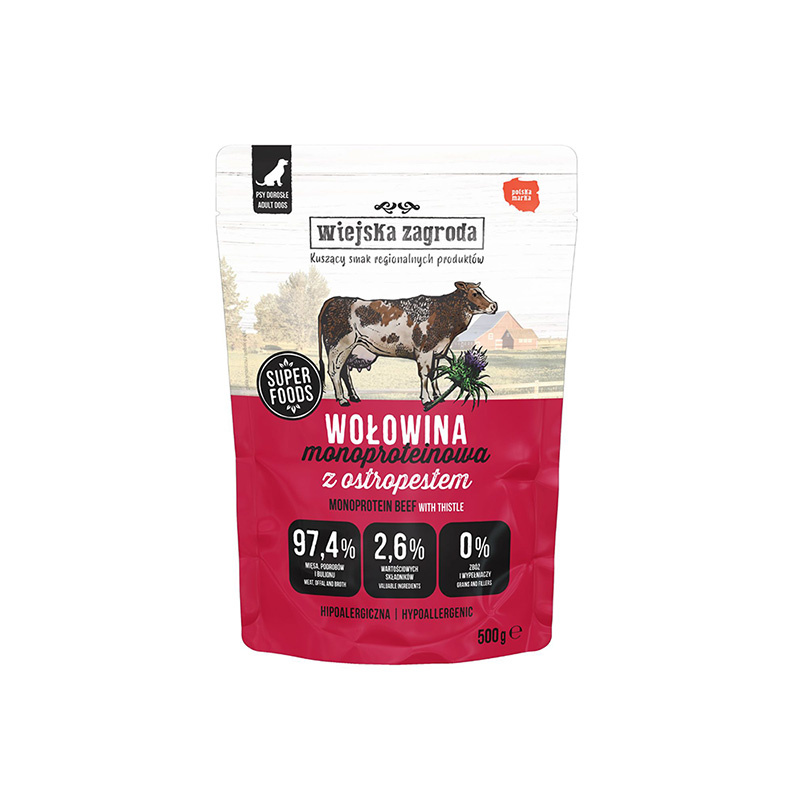 Wiejska Zagroda karma mokra dla psa monobiałkowa wołowina 500 g