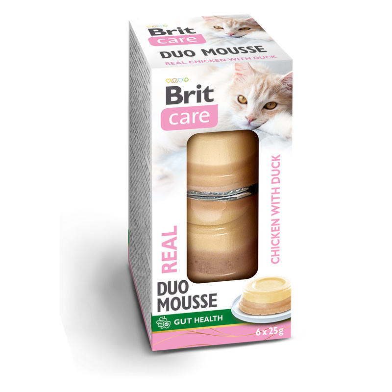 Brit Care Cat Double Layer Real Meat Mousse mokra karma dla kota z kurczakiem i kaczką 6 x 25 g