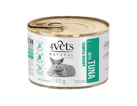 4Vets Natural Mokra karma dla kota z tuńczykiem zestaw 6 x 185 g